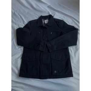 Vans Black Military Style Jacket Womens Small Full Zip Button Flannel Lined